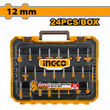 Ingco 24PCS/SET 1/2inches-1/4inches Router Bits Set Shank for Wood ING-HT