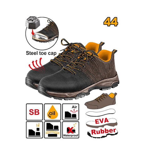 Ingco by Winland safety boots size 44 with steel toe cap and textile material