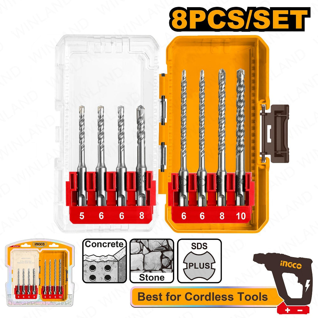 Ingco by Winland 8PCS/Set SDS Plus Hammer Drill Bits Set AKDL11806 ING-HT