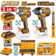 Ingco by Winland P20S 20V 3pcs cordless combo kit with impact wrench 400Nm torque