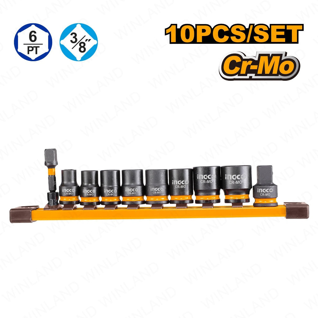 Ingco by Winland 10PCS/Set 3/8inches Dr. Impact Socket Set HKISSD38104 ING-HT