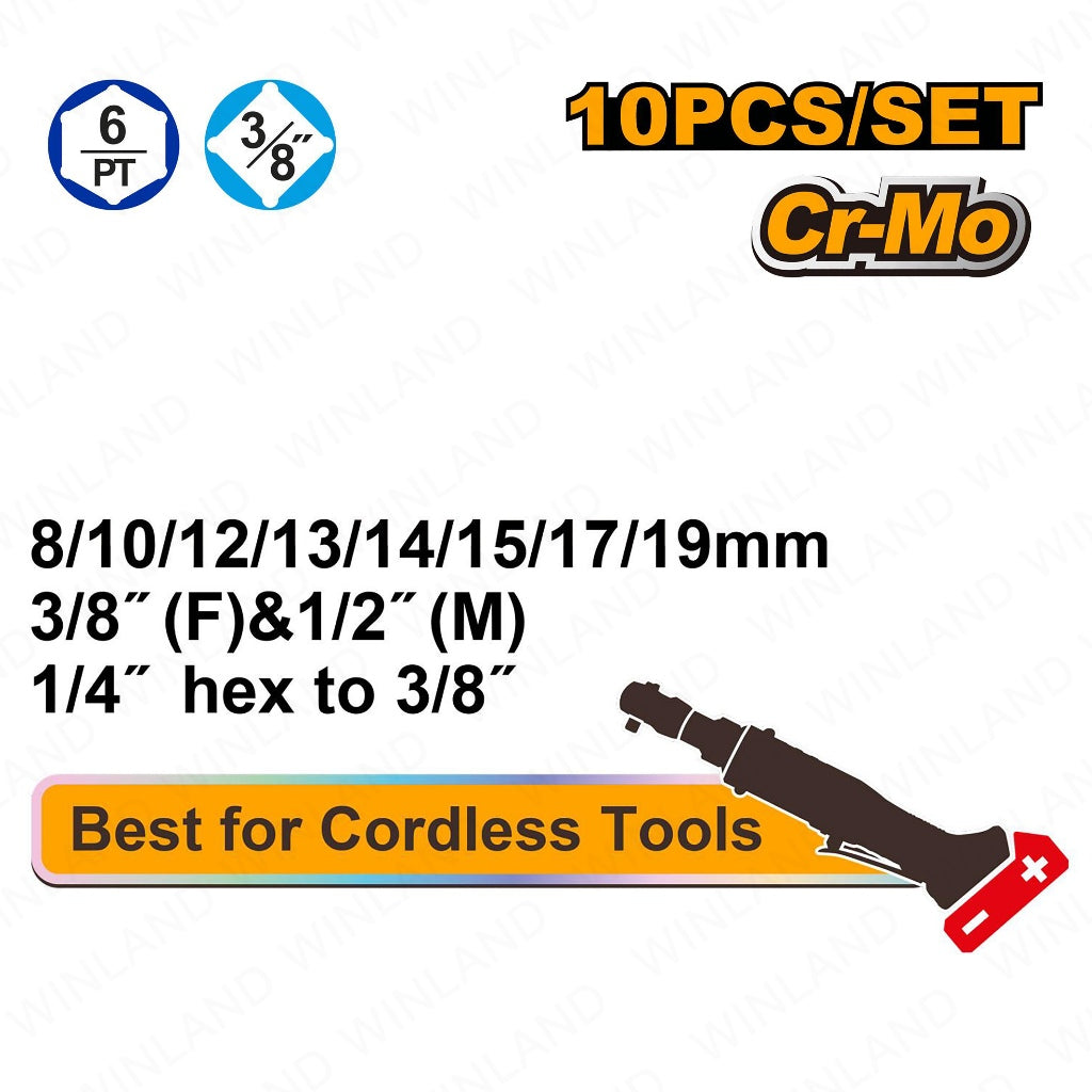 Ingco by Winland 10PCS/Set 3/8inches Dr. Impact Socket Set HKISSD38104 ING-HT