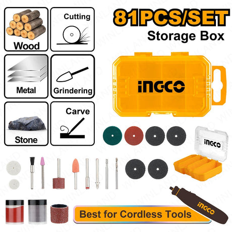 INGCO 81pcs Mini Drill Accessories General Purpose Set (AKMG8081)