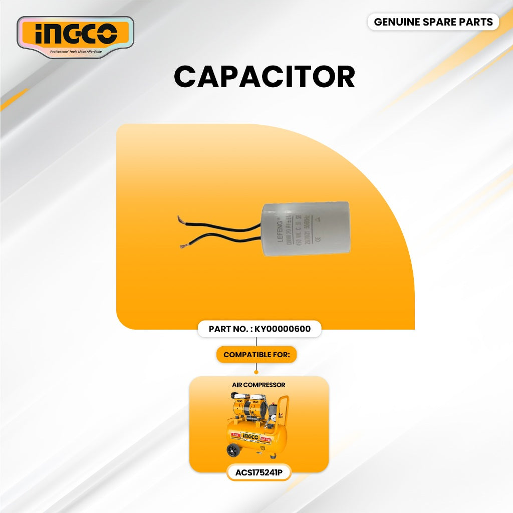 INGCO KY00000600 Capacitor for ACS175241P Air Compressor Oilless 750W 24L (1HP) ING-SP