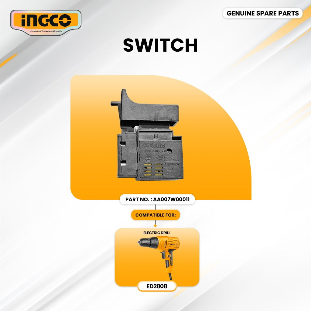 INGCO AA007W00011 Switch for ED2808 Electric Drill 280W 10mm ING-SP