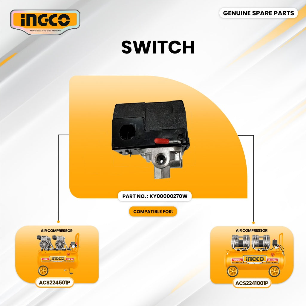 INGCO KY00000270W Air Compressor Oilless (X2) 1500W (4HP) 50L and 100L Switch ING-SP