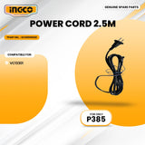 INGCO XC00000020 Power cord 2.5M for VC13301 Vacuum Cleaner 1300W 30L ING-SP