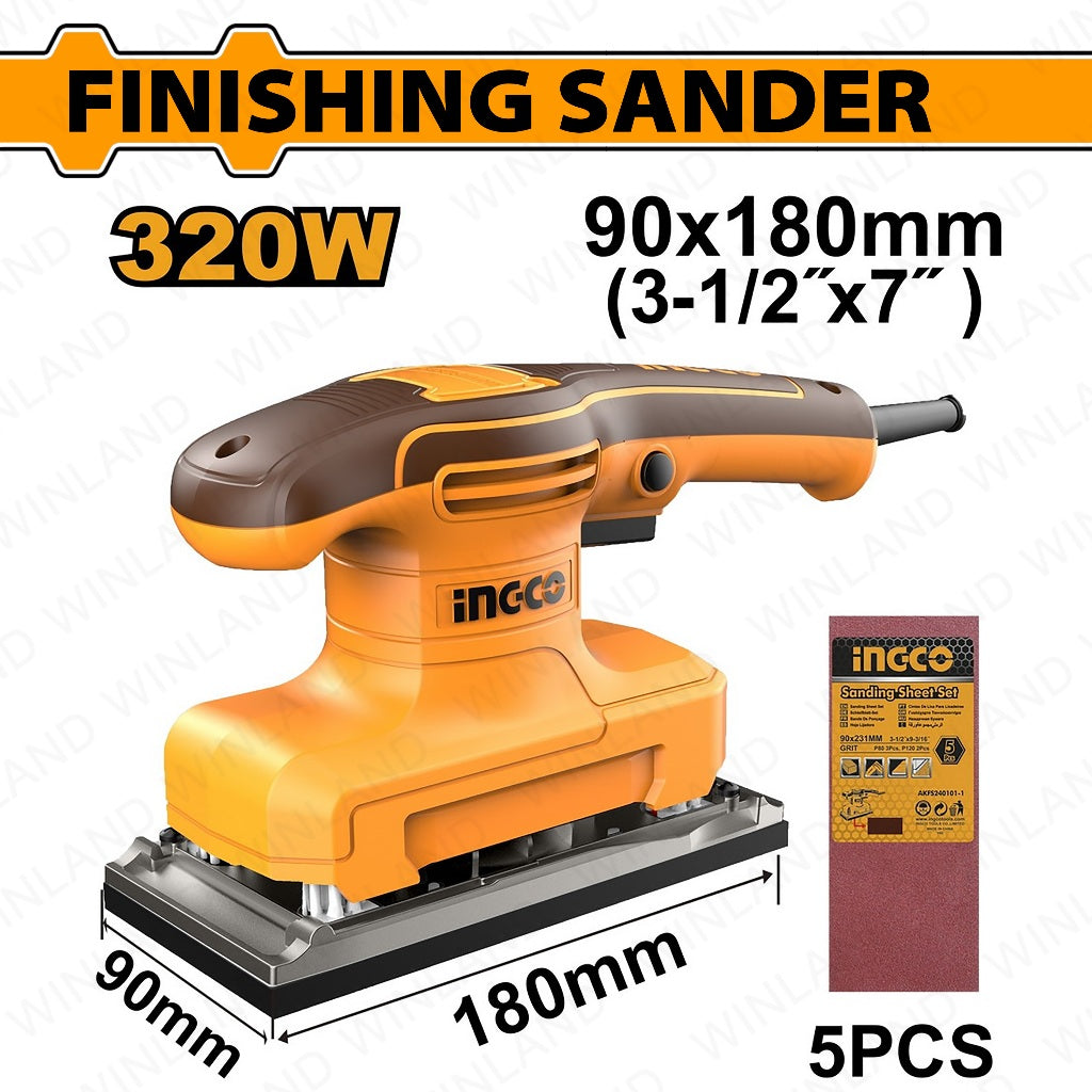 Ingco Finishing Sander Sanding Machine Power Tools 90 x 180mm 320W FS3216 ING-PT
