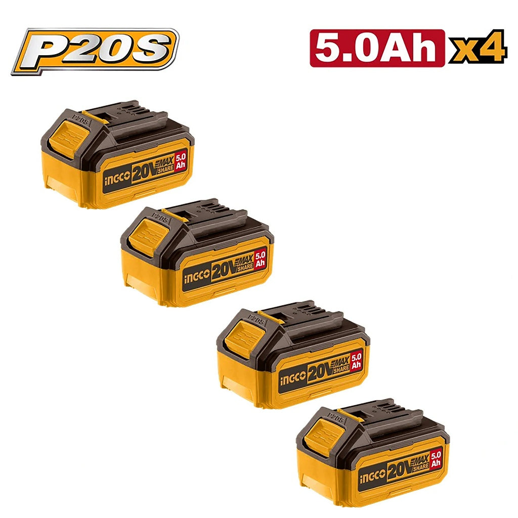 Ingco P20S/20V Lithium-Ion Battery and Charger 5PCS Combo Kit FBCLI20285 ING-CT
