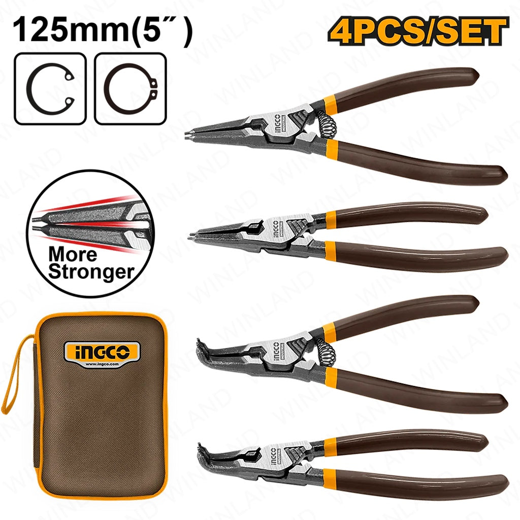 Ingco 5inches(125mm) Set of 4 Pieces Circlip Pliers HCCPS26125 ING-HT