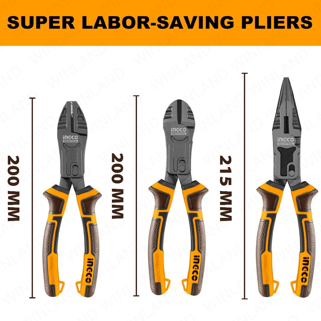 ingco 3pcs/set compound action pliers with tpr 3-color handle hkcps5831 ing-ht alternate view