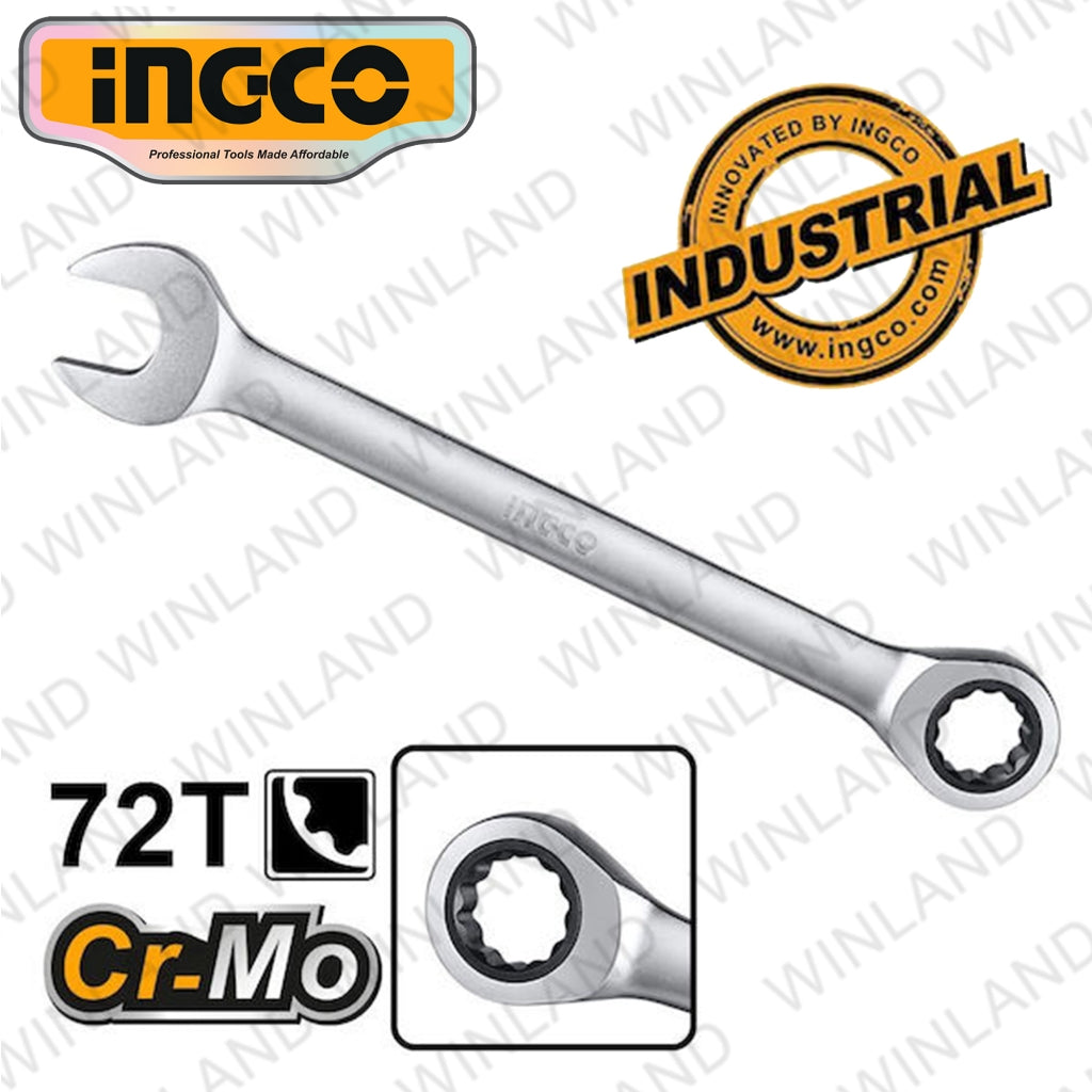 Ingco Industrial Ratchet Spanner Set Size 8-19mm HKSPAR2024 ING-HT