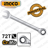 Ingco Industrial Ratchet Spanner Set Size 8-19mm HKSPAR2024 ING-HT