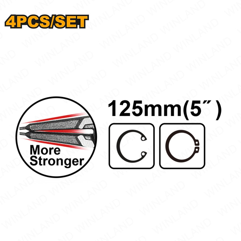 Ingco 5inches(125mm) Set of 4 Pieces Circlip Pliers HCCPS26125 ING-HT