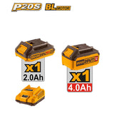 Ingco P20S/20V 3PCS Combo Kit Lithium-Ion Cordless Drive Ratchet, Heat Gun & Work Lamp