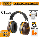 Ingco Impact Resistant Earmuff ANSI3.19-1974 & EN352-2:2020 With Extra Earplug HEM3328