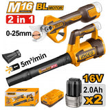 Ingco M16/16V 2pcs Combo Kit Cordless Garden Shears and Blower Set COSLI250385 ING-CT