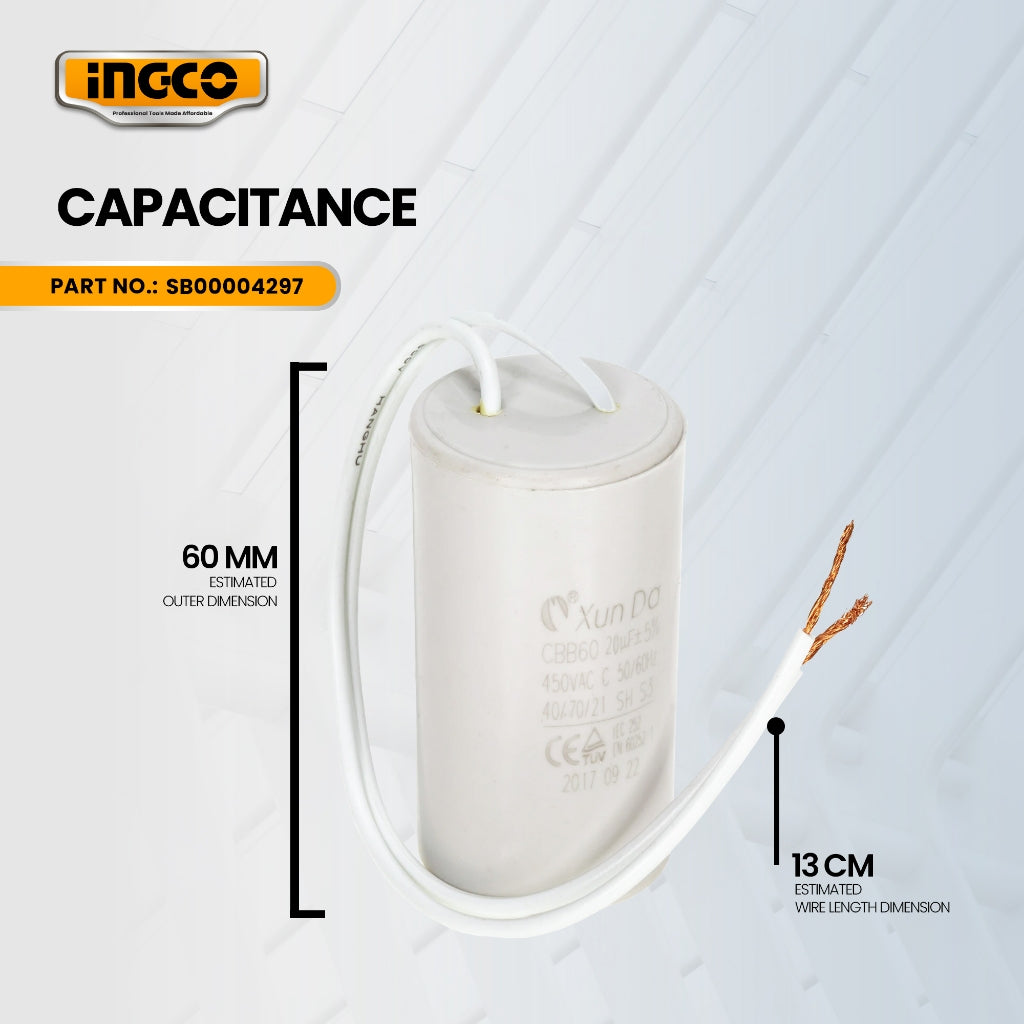 INGCO SB00004297 Capacitance For SPD10001-5 1.5Hp Submersible Sewage Water Pump ING-SP