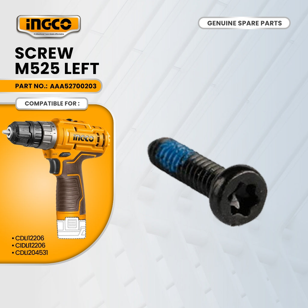 INGCO AAA52700203 Screw M525 Left for CDLI204531 52nm Cordless Drill 20V ING-SP