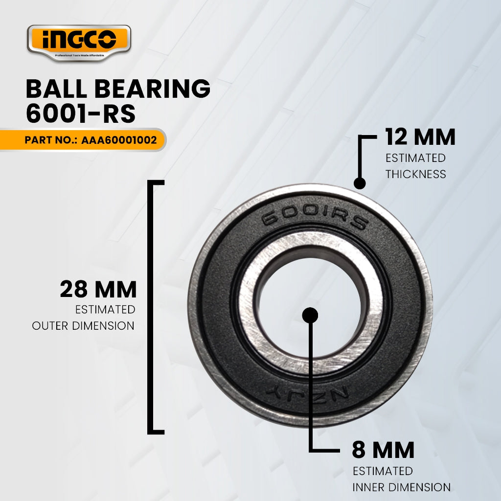 INGCO A1016001000 Ball Bearing 6001-RS for Impact drill, Circular Saw and selected Ingco power tools ING-SP