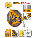 ingco fast rewind steel measuring tape 30m x 12.5mm+AI230m/100ft hsmt0830 ing-ht product photo