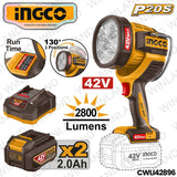 Ingco P20S/42V 2.0AH Lithium-Ion Cordless Work Lamp Flashlight CWLI42896 ING-CT