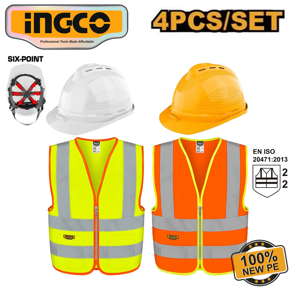 Ingco Safety helmet and Reflective Vests Set ING-HT