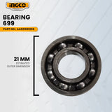 INGCO AA021001208 Rotary Hammer Bearing 699 for CRHLI202289 Li-Ion Rotary Hammer 20V ING-SP