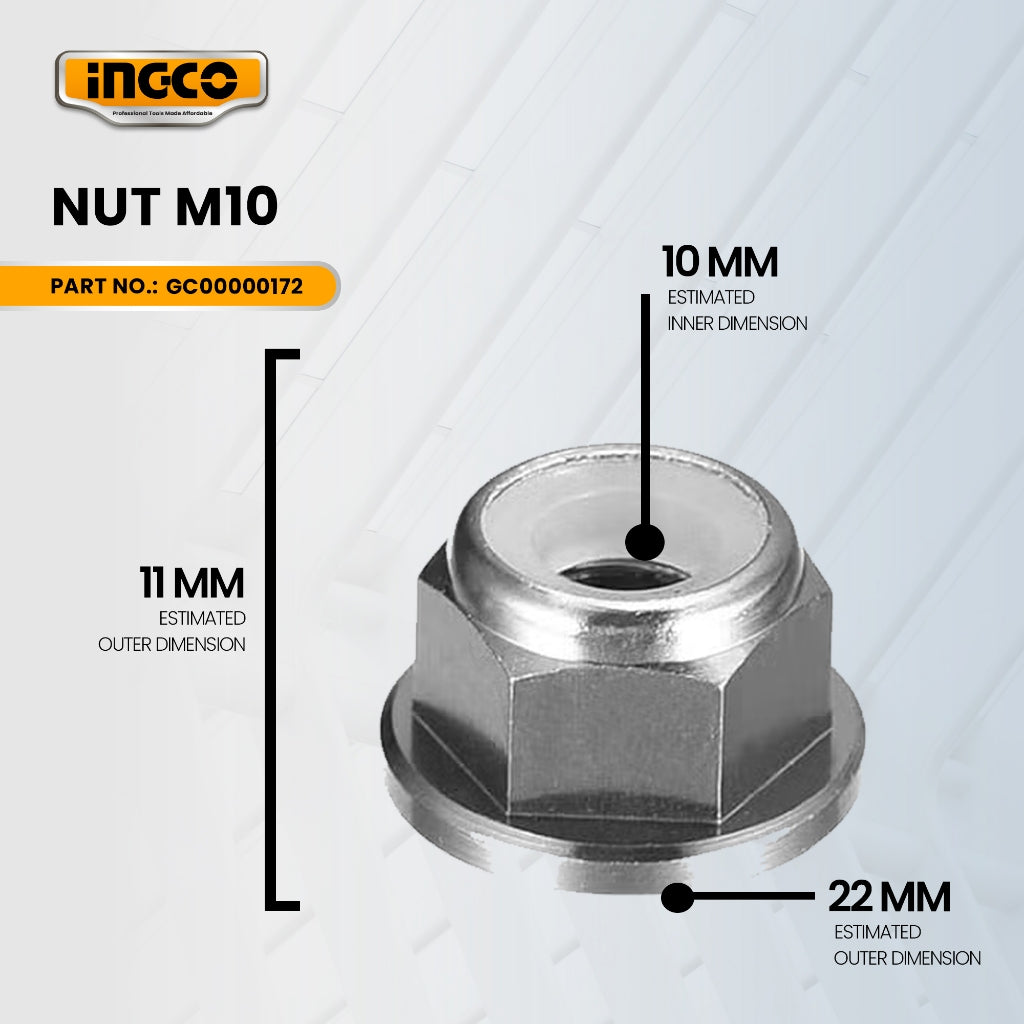 INGCO GC00000172 Nut M10 for GBC53144241 Gasoline Grass and Brush Cutter 4 Strokes ING-SP