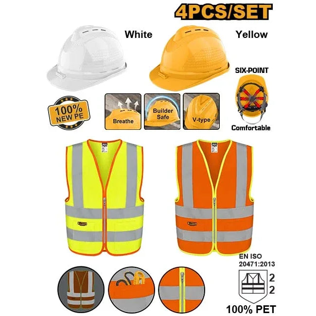 Ingco Safety helmet and Reflective Vests Set ING-HT