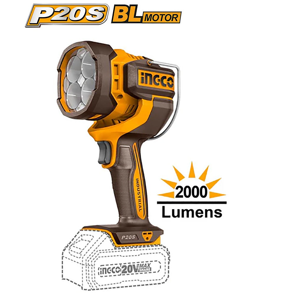 Ingco P20S/20V 3PCS Combo Kit with Lithium-Ion Cordless Heat Gun, Brad Nailer & Work Lamp