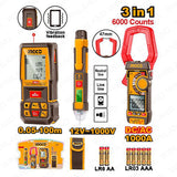 Ingco 3PCS Combo Kit Laser Distance Detector with Laser & DC/AC Clamp Meter HLDD241202
