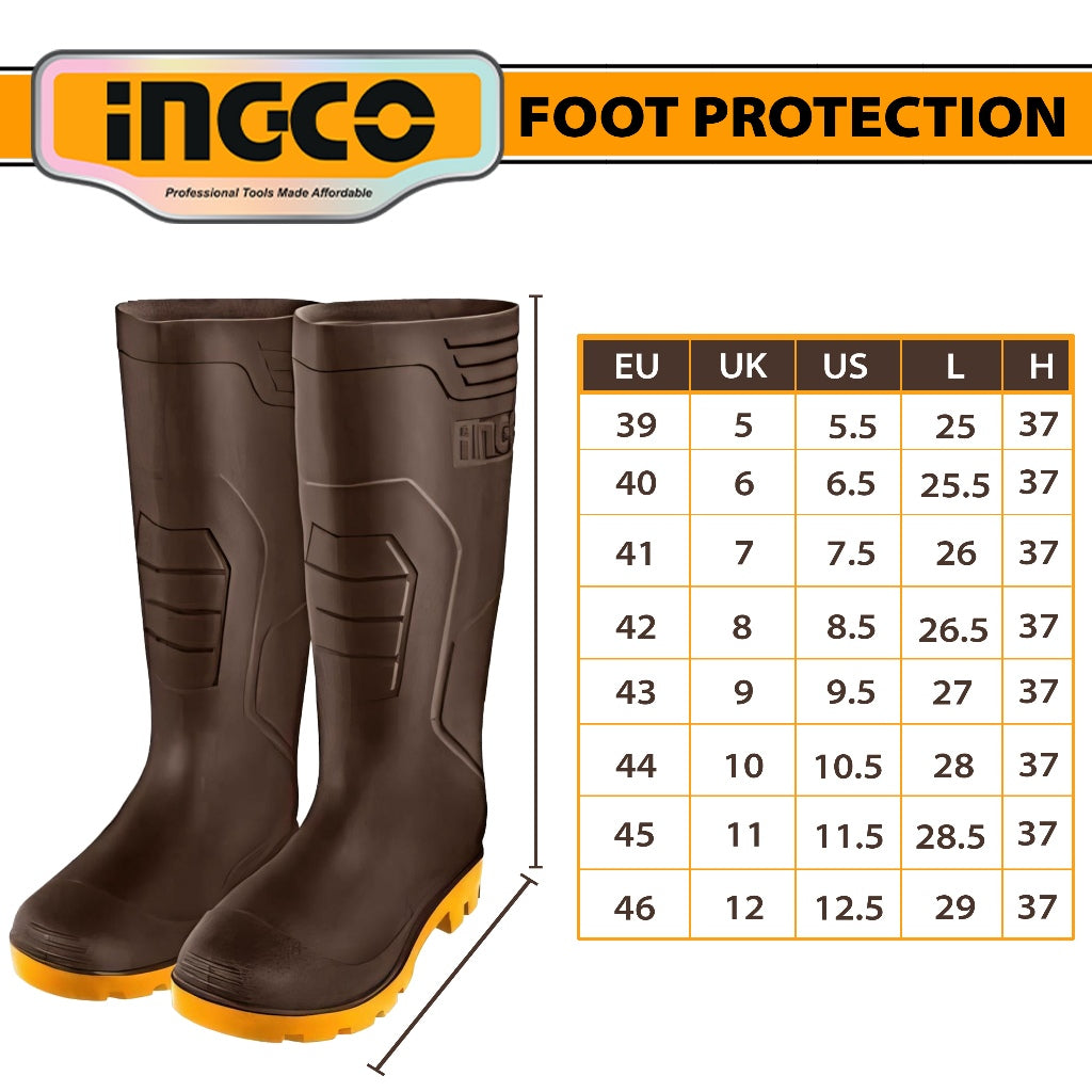 ingco rain boots 100% waterproof virgin pvc with high resistance to alkali (brown) SSH098L.39 alternate view