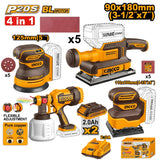 Ingco P20S/20V Lithium-Ion Cordless 4PCS Combo Kit COSLI250383 ING-CT
