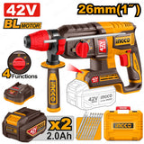 Ingco 42V/26mm(1inch) Lithium-Ion Cordless Rotary Hammer CRHLI422682 ING-CT