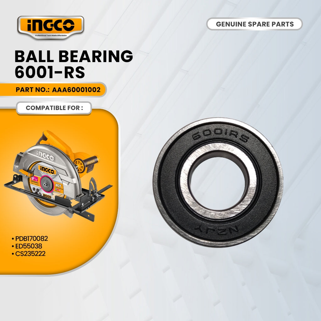 INGCO A1016001000 Ball Bearing 6001-RS for Impact drill, Circular Saw and selected Ingco power tools ING-SP