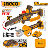 Ingco 2pcs Combo Kit Cordless Gauge Straight Shear with Pruner Saw COSLI250795 ING-CT