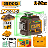 Ingco P20S/20V Lithium-Ion Cordless 3D Laser Level Green Laser Level Range: 0~35m ING-CT