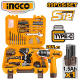 Ingco Lithium-Ion Cordless Drill Driver w/ Household Tool Set  148pcs/89pcs ING-HT