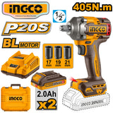 Ingco P20S/20V Lithium-ion Brushless AI Impact Wrench 1/2" 405N.m ING- CT