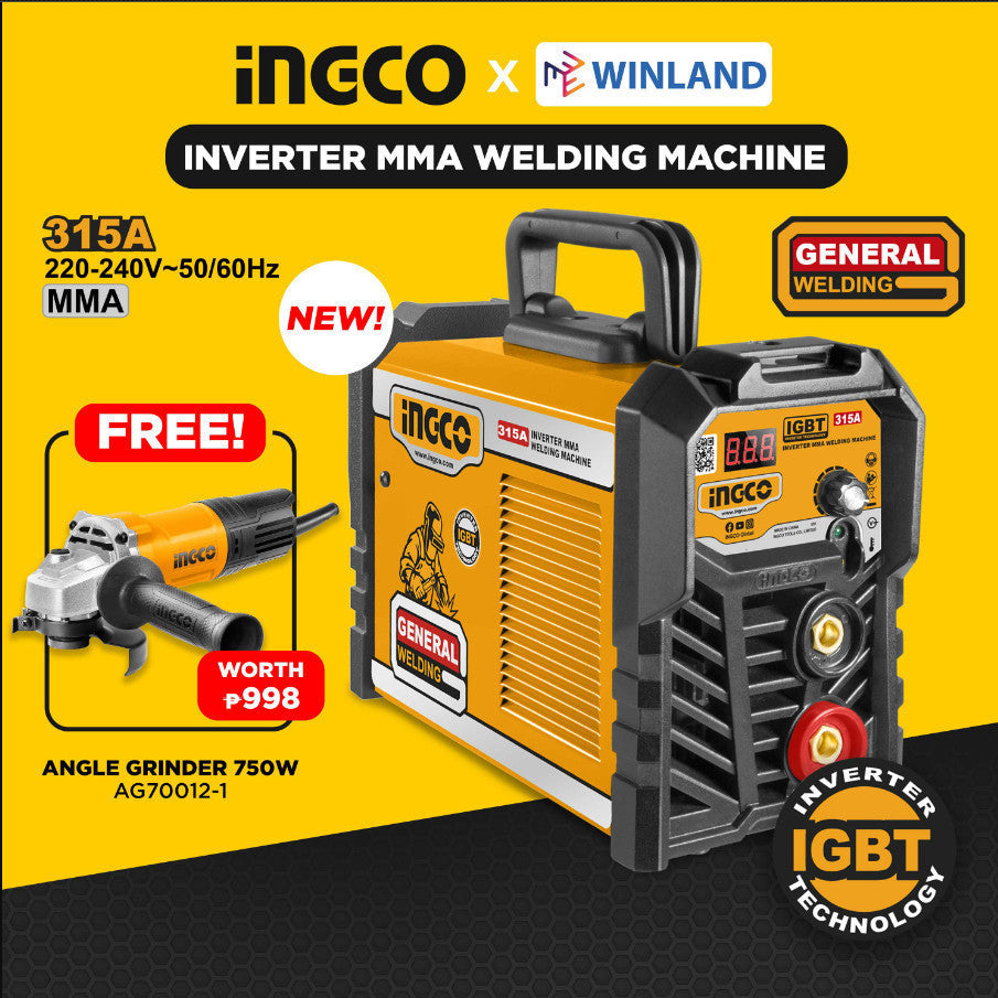 [Free Cordless Drill ] INGCO by Winland Portable Welding Machine Inverter IGBT ARC MMA ING-SS