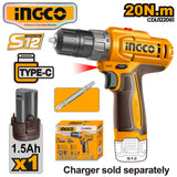 Ingco Lithium-Ion S12 Cordless Drill 12V 20N.m with Battery ING-CT