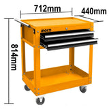Ingco tool cart with 2 drawers and 2 trays heavy-duty