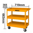Ingco professional toolbox storage case with 2 shelves