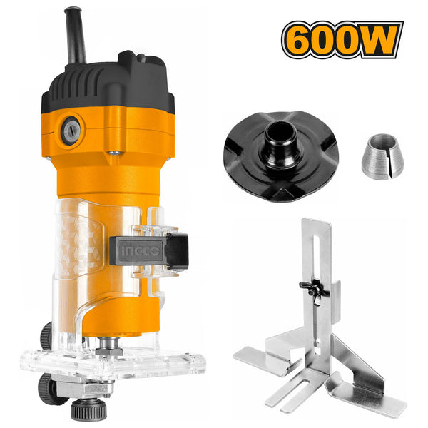 Ingco laminate palm router trimmer 600W, compact woodworking power tool