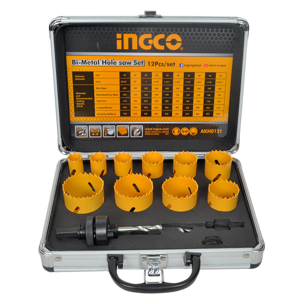 Ingco 12 Pcs Bi Metal Hole Saw Set with Case AKH0121 INGCO Philippines