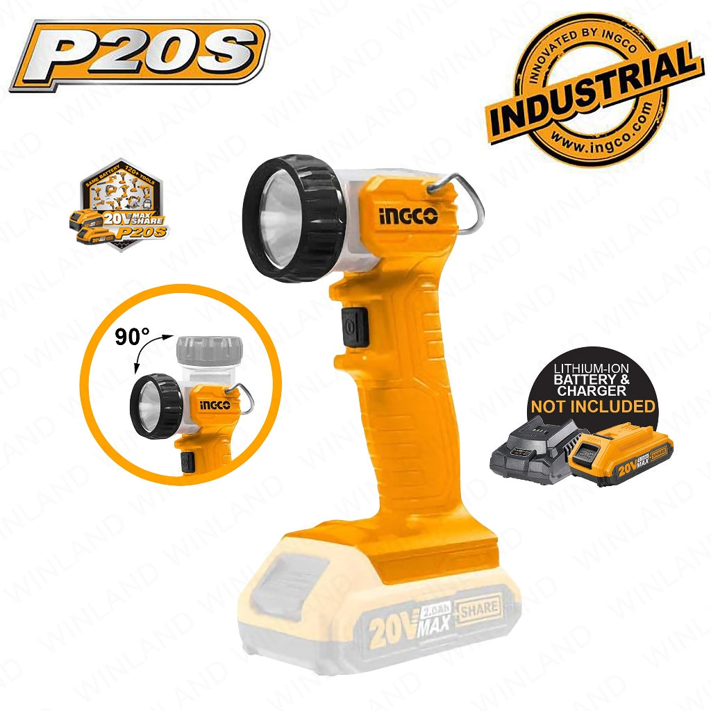 P20S 20V Li-Ion Cordless Work Lamp Flashlight 1.5W-3.2W-5W